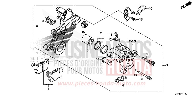 ETRIER DE FREIN ARRIERE von CBR1000RR "Fireblade" MAT BALLISTIC BLACK METALLIC (NHA86) von 2019
